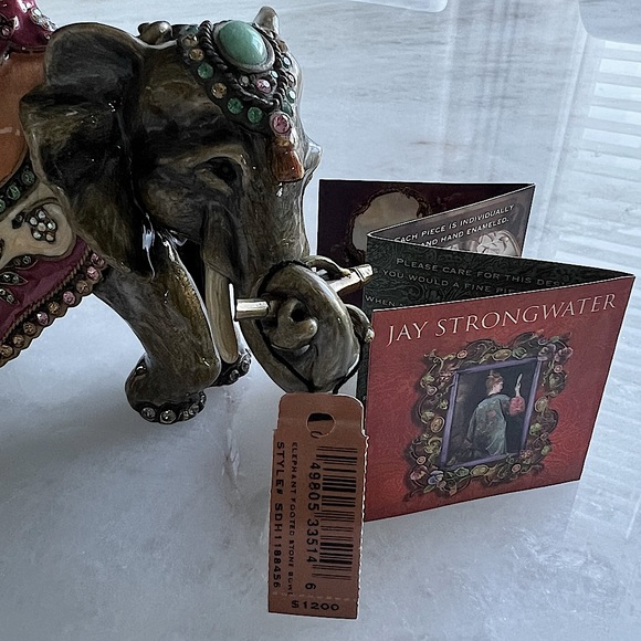 🐘 JAY STRONGWATER Elephant Footed Stone Bowl Enameled & Swarovski Crystals el - Picture 2 of 16